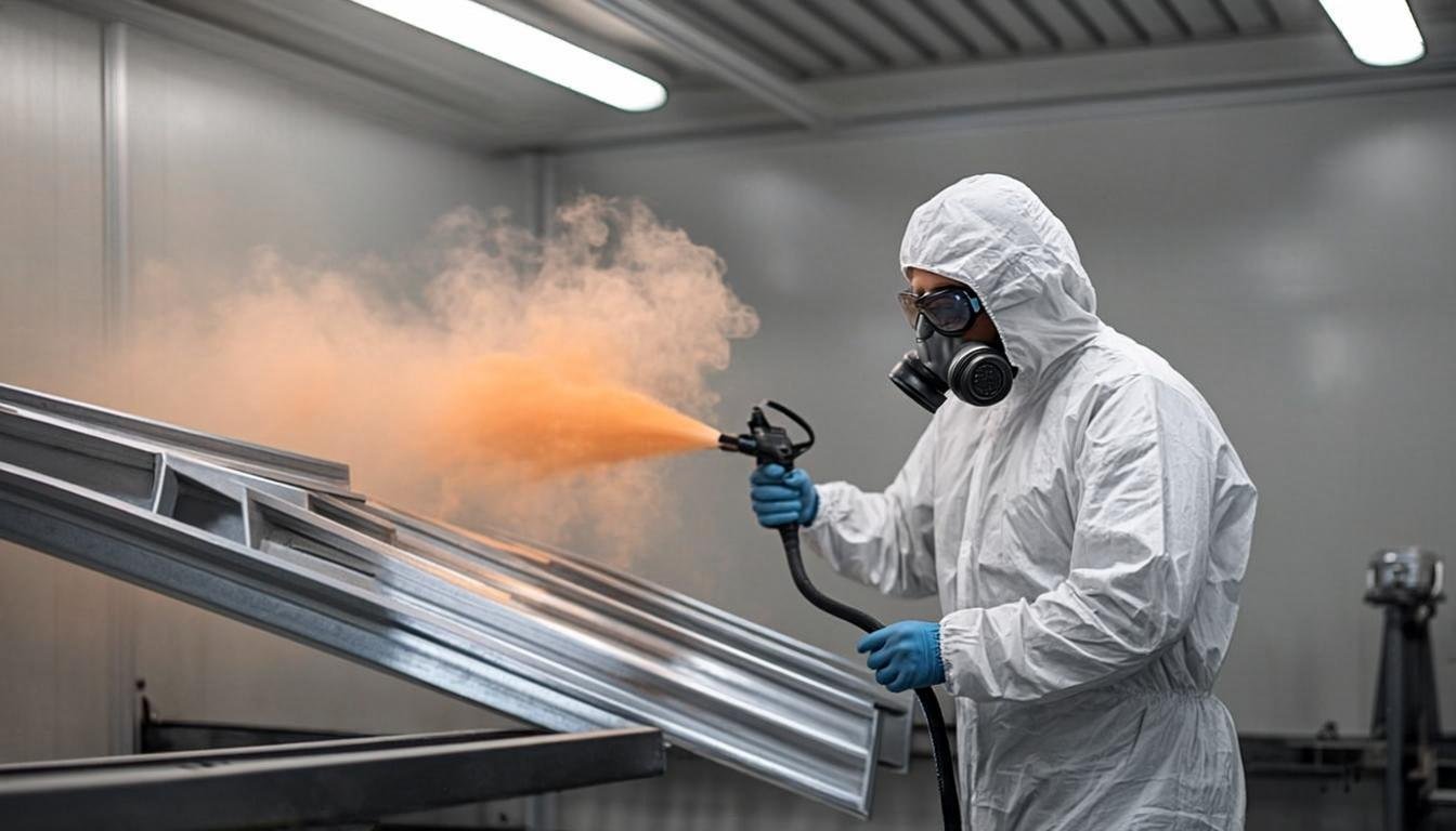 How Powder Coating Works: The 4 Stages Explained Electrostatic powder coating spray booth in operation